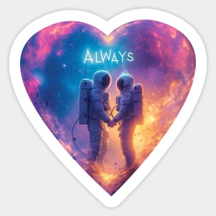 Valentines Day gift - Always - Eternal Love Astronauts Sci-Fi Valentine's Day Art Sticker